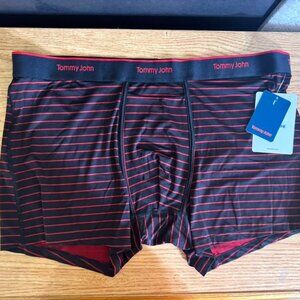 NWT TOMMY JOHN MENS GO ANYWHERE BOXER BRIEFS - RED & BLACK STRIPED- SIZE XXL